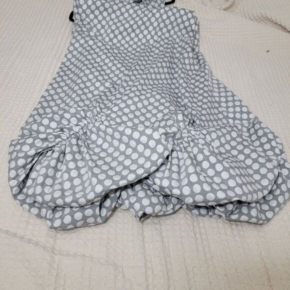 NOR Denmark Architectural Bubble Hem Grey Polka Dot Midi Dress Mod Size M NWOT - Picture 3 of 16